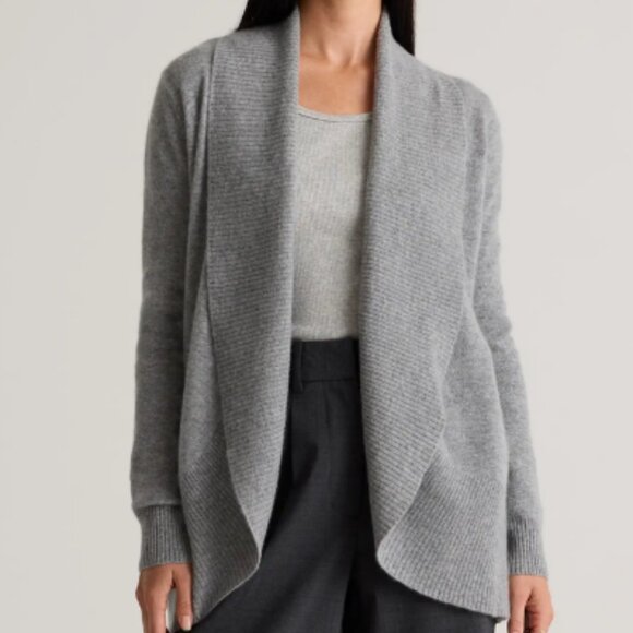 New! Quince Cashmere Open Cardigan Sweater - Heather Grey - Picture 1 of 9